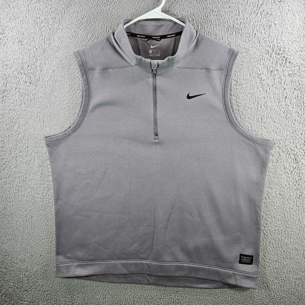 Nike Golf Mens Gray Quarter Zip Fleece Lined Performance Vest XXL